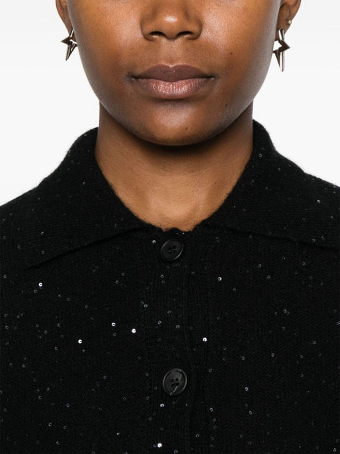 sequin-embellished polo top